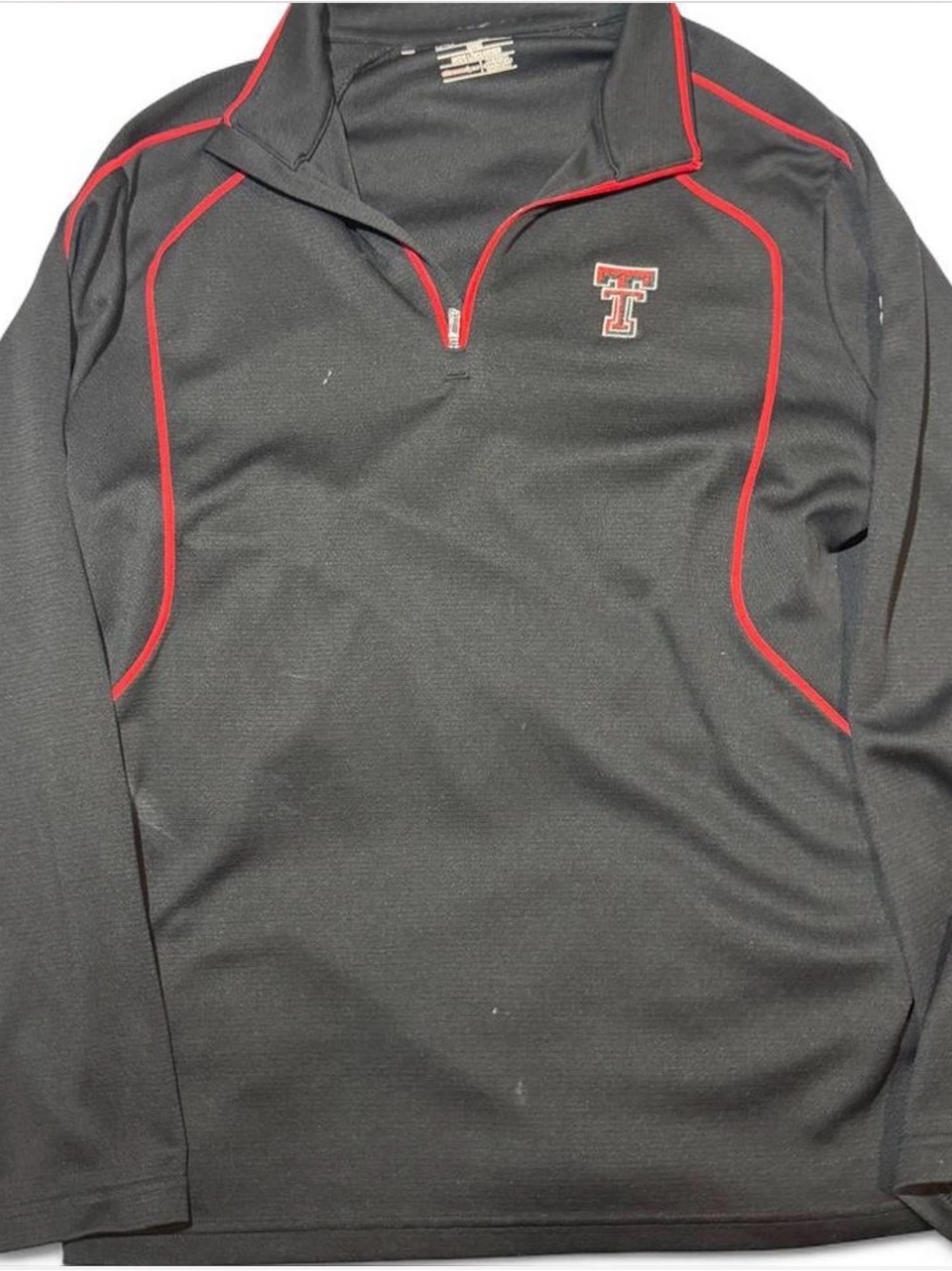 Under Armour Texas Tech Black Quarter-Zip Pullover with Red Piping Long Sleeve
